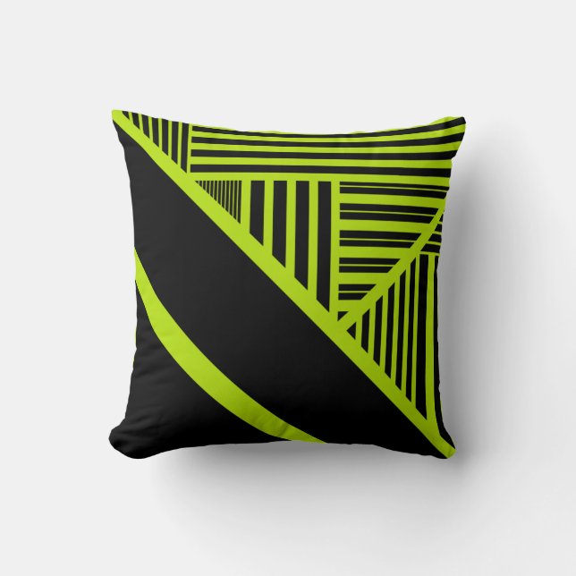 Cojín Decorativo Bandas triangulares - Lime Green (Anverso)