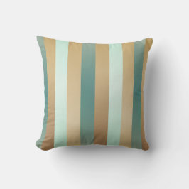 Cojín Decorativo Bandas verde azuladas azules y tan multicolores