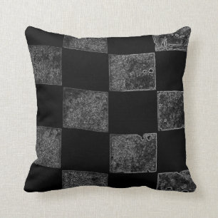 Cojín Decorativo Bandera a cuadros negra y gris