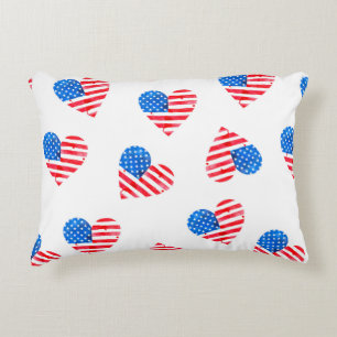 Cojín Decorativo Bandera acuarela de Estados Unidos en forma de cor