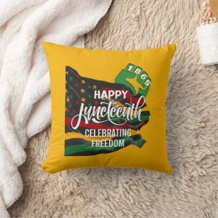 Cojín Decorativo Bandera Afroamericana de JUNETEENTH Amarilla