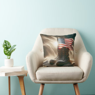Cojín Decorativo Bandera Americana En Botas Militares