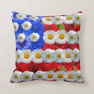 Cojín Decorativo bandera americana floral linda