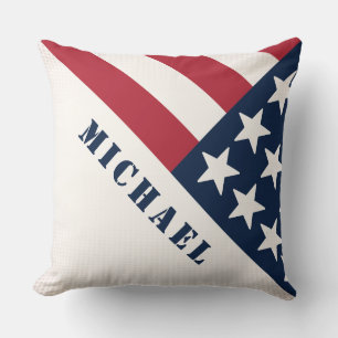 Cojín Decorativo Bandera Americana Nombre Rojo Azul Blanco