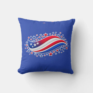 Cojín Decorativo Bandera Americana Ondulada Patriótica con Estrella