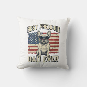 Cojín Decorativo Bandera Americana Papá Frenchie Vintage