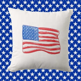 Cojín Decorativo Bandera Americana Patriótica | Rojo Blanco Azul Am