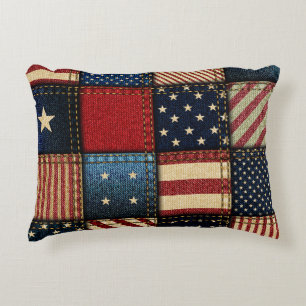 Cojín Decorativo Bandera Americana, Patrón sin problemas.
