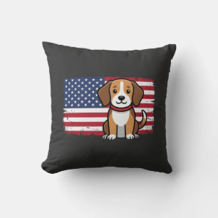 Cojín Decorativo Bandera Americana Perro Patriótico Vector