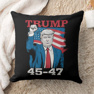 Cojín Decorativo Bandera Americana Retro Vintage Trump 45 47 USA
