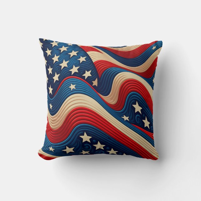 Cojín Decorativo Bandera americana un patriótico ondulado (Anverso)