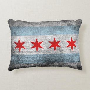 Cojín Decorativo Bandera apenada retra de Chicago