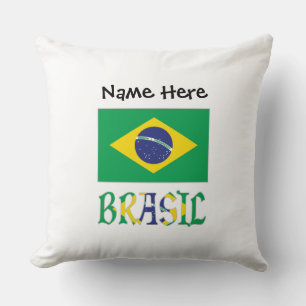 Cojín Decorativo Bandera Brasil Personalizada Nombre Brasil