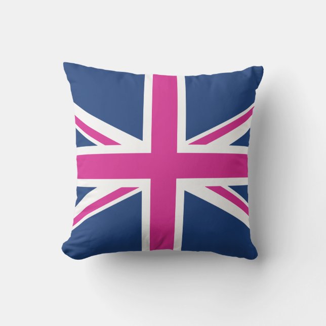 Cojín Decorativo Bandera británica - azul y rosa (Anverso)