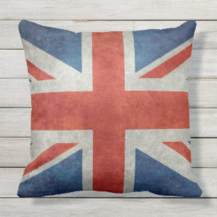 Cojín Decorativo Bandera BRITÁNICA de Union Jack en texturas retra