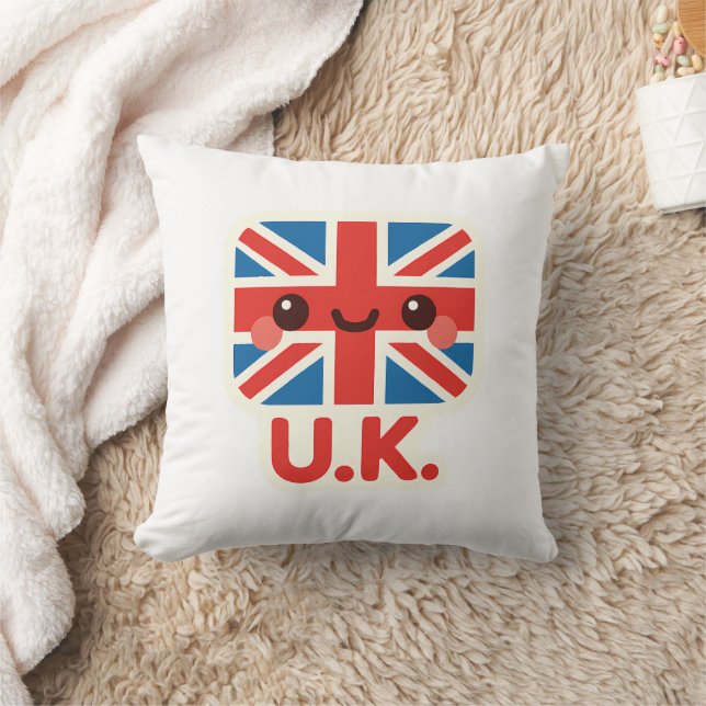 Cojín Decorativo Bandera británica Kawaii - Diseño británico bonito (Manta)