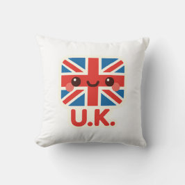 Cojín Decorativo Bandera británica Kawaii - Diseño británico bonito