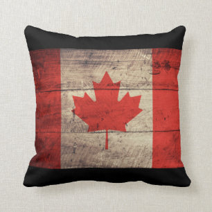 Cojín Decorativo Bandera canadiense de madera antigua