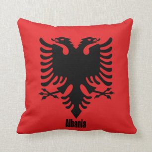 Cojín Decorativo Bandera de Albania, etiquetada