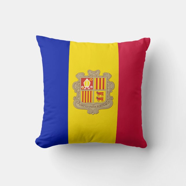 Cojín Decorativo Bandera de Andorra (Anverso)