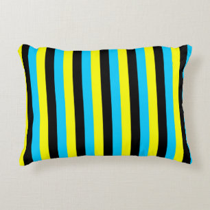 Cojín Decorativo bandera de bahamas franjas país patrón azul amaril