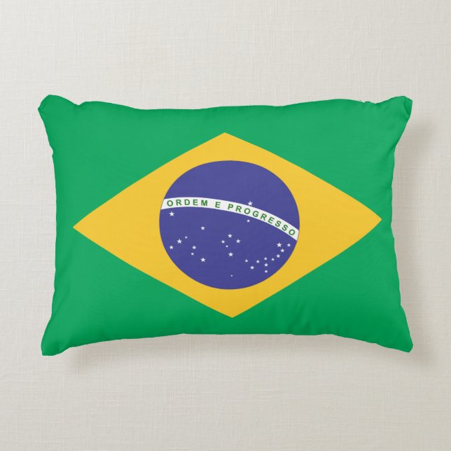 Cojín Decorativo Bandera de Brasil (Anverso)