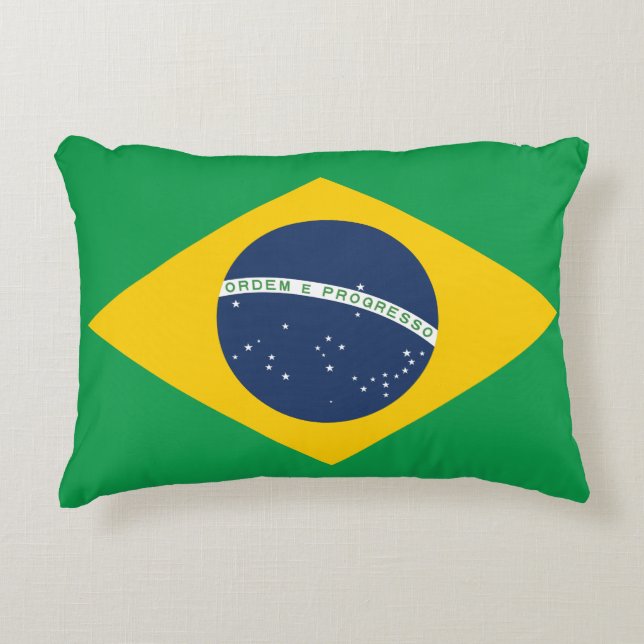 Cojín Decorativo Bandera de Brasil (Anverso)
