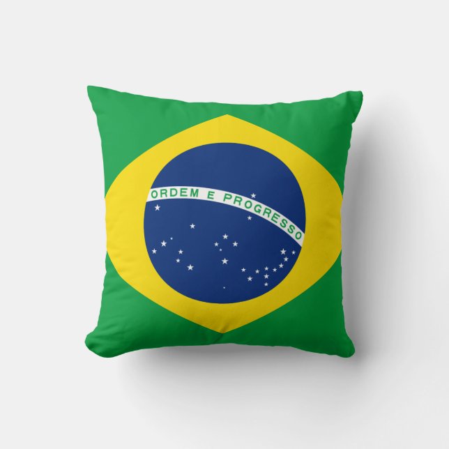 Cojín Decorativo Bandera de Brasil (brasileño) (Anverso)