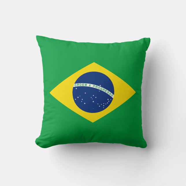 Cojín Decorativo Bandera de Brasil Patriótica (Anverso)