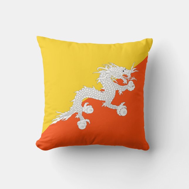Cojín Decorativo Bandera de Bután (Bután) (dragón trueno) (Anverso)