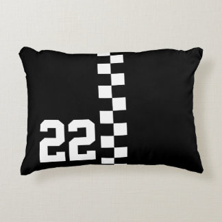 Cojín Decorativo Bandera De Carreras Personalizada Negra Y Blanca
