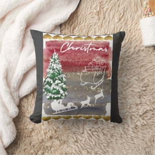 Cojín Decorativo Bandera de casa de Navidad vintage