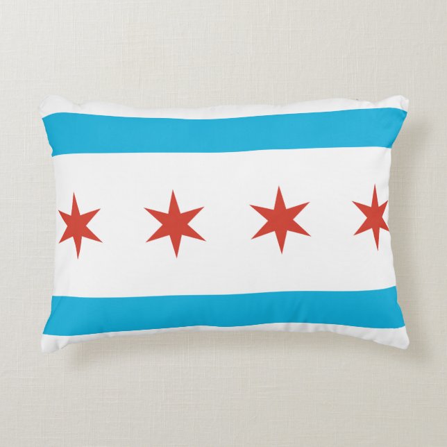 Cojín Decorativo Bandera de Chicago (Anverso)