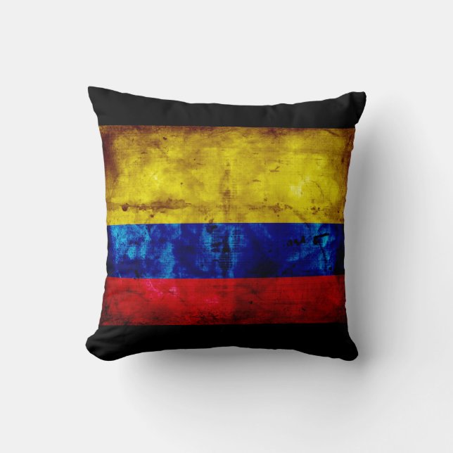 Cojín Decorativo Bandera de Colombia del Weathered (Anverso)
