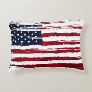 Cojín Decorativo Bandera de EE. UU. Patriótica Americana Roja Blanc