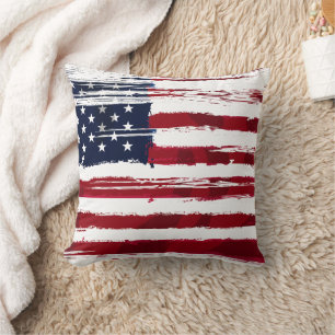 Cojín Decorativo Bandera de EE. UU. Patriótica Americana Roja Blanc