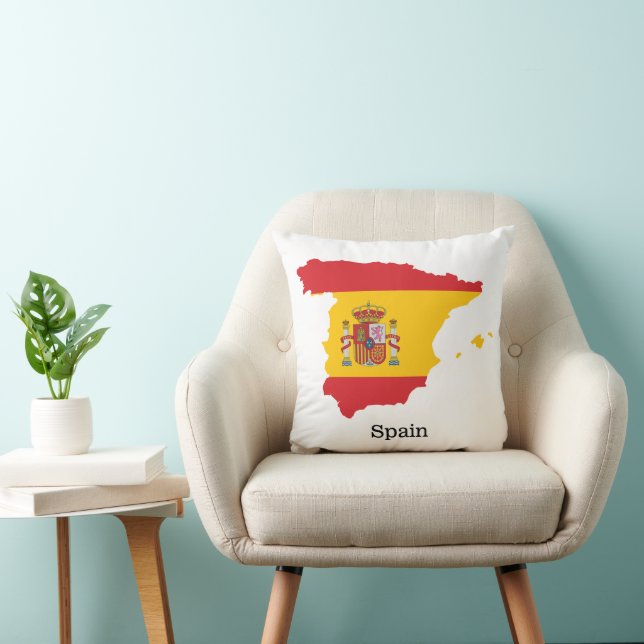 Cojín Decorativo Bandera de España en diseño de recuerdo de mapas (Silla)