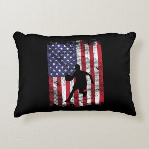 Cojín Decorativo Bandera de Estados Unidos Baloncesto Vintage Patri