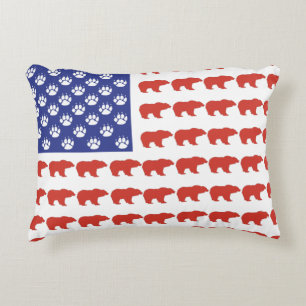 Cojín Decorativo Bandera de Estados Unidos compuesta de osos pardos