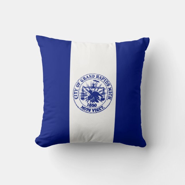 Cojín Decorativo Bandera de Grand Rapids (Michigan City) (Anverso)