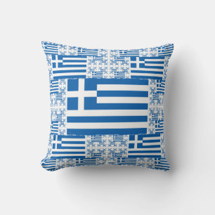 Cojín Decorativo Bandera de Grecia en múltiples capas coloridas
