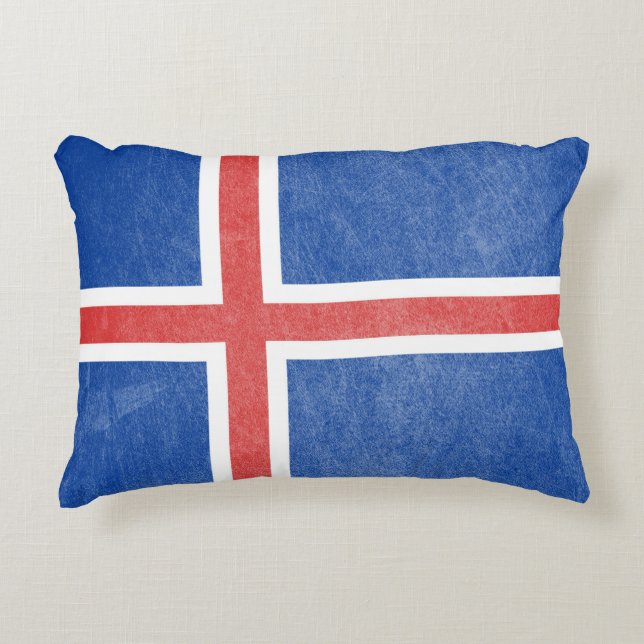 Cojín Decorativo Bandera de Islandia Grunge (Anverso)