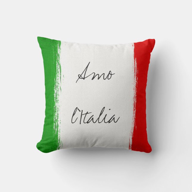 Cojín Decorativo Bandera de Italia. amo Italia (Anverso)