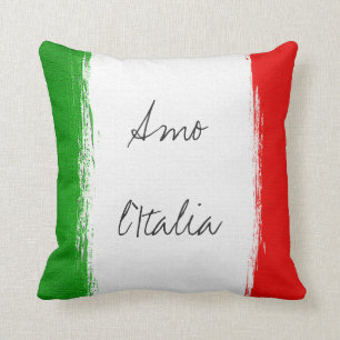 Cojín Decorativo Bandera de Italia. amo Italia