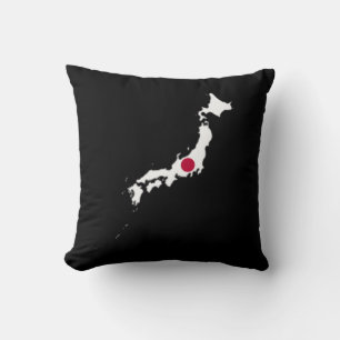 Cojín Decorativo Bandera de Japón en el mapa