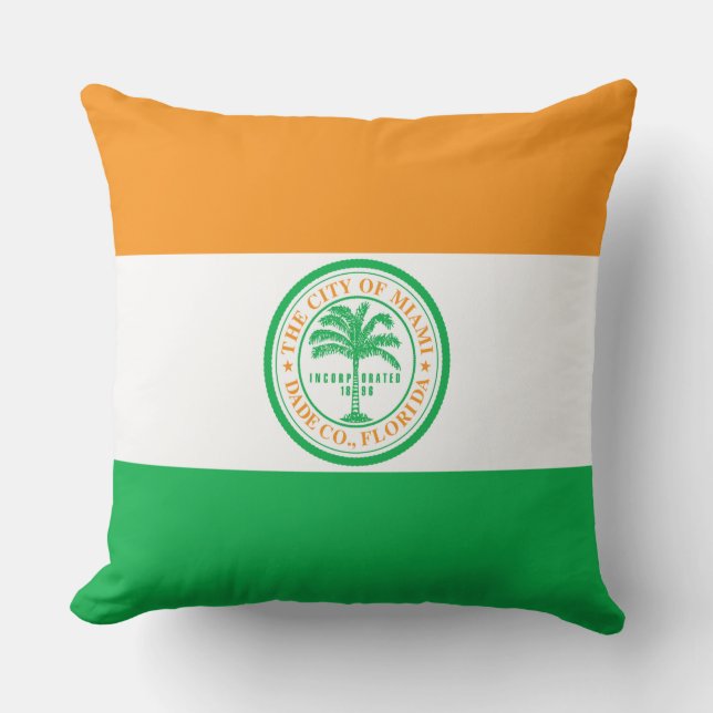 Cojín Decorativo Bandera de la Ciudad de Miami (Florida) (Anverso)