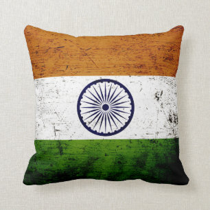 Cojín Decorativo Bandera de la India Black Grunge