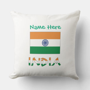 Cojín Decorativo Bandera de la India Personalizada Cuadrada