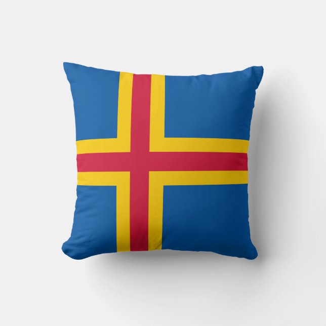 Cojín Decorativo Bandera de las Islas Åland (Anverso)