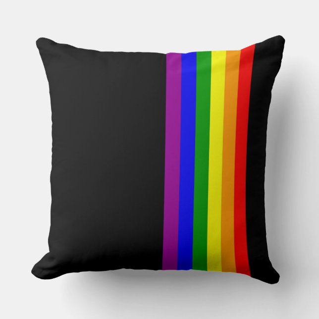 Cojín Decorativo Bandera de LGBT en negro (Anverso)